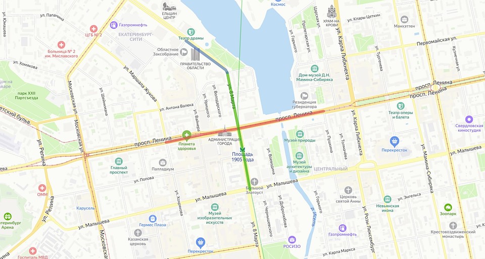 Схема перекрытия движения в калининграде